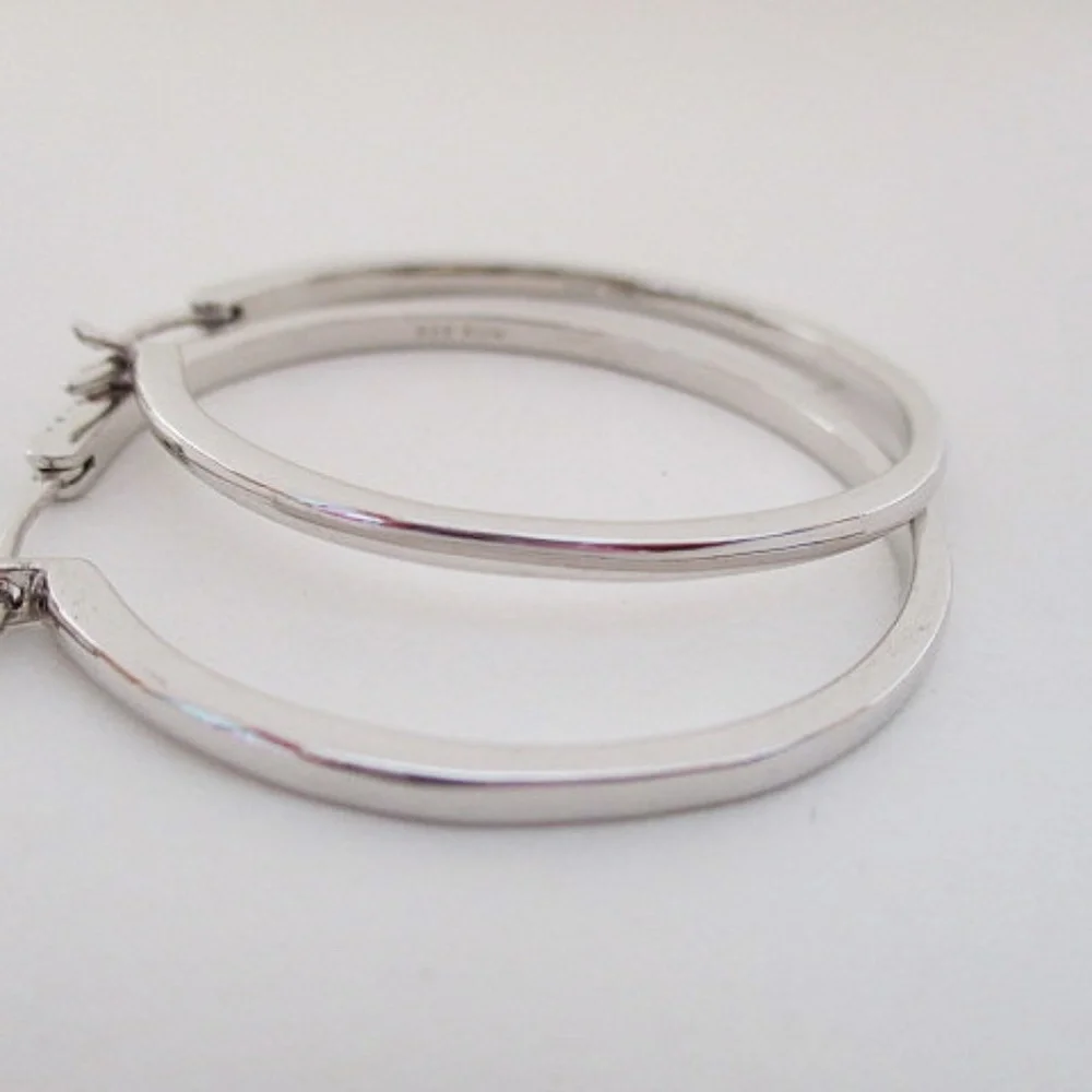 Macy's Diamonds Out Sterling Silver Hoops - Picture 5 of 6